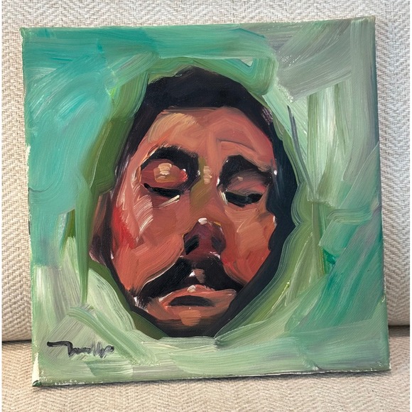 Jose Trujillo Other - Jose Trujillo Endless Slumber Original Oil Painting 10x10 Portrait COA 2020